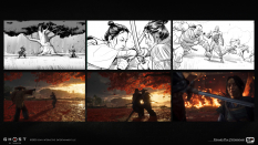 Concept art of E3 2018 Trailer Storyboard from the video game Ghost Of Tsushima by Edward Pun