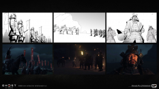 Concept art of Invasion Storyboard from the video game Ghost Of Tsushima by Edward Pun
