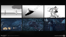 Concept art of Ryuzo Duel Storyboard from the video game Ghost Of Tsushima by Edward Pun