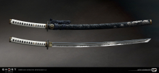 Concept art of Sword Kits from the video game Ghost Of Tsushima by Mitch Mohrhauser