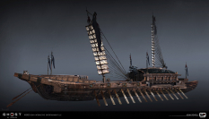 Concept art of Warboat from the video game Ghost Of Tsushima by John Powell