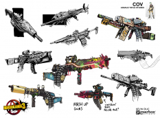 Concept art of Cov Weapons from the video game Borderlands 3 by Kevin Duc