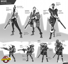 Concept art of Moze Sketch from the video game Borderlands 3 by Kevin Duc