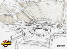 Concept art of Sanctuary Iii Rough Sketch from the video game Borderlands 3 by Adam Ybarra