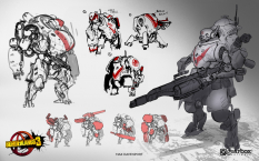 Concept art of Iron Bear Early Exploration from the video game Borderlands 3 by Max Davenport