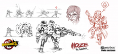 Concept art of Moze from the video game Borderlands 3 by Amanda Christensen
