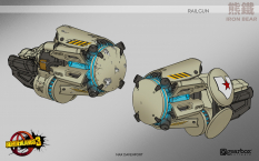 Concept art of Iron Bear Hardpoint Attachments from the video game Borderlands 3 by Max Davenport