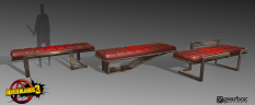 Concept art of Atlas Lounge Bench from the video game Borderlands 3 by Luke H