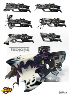Concept art of Alien Weapons from the video game Borderlands 3 by Kevin Duc