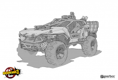Concept art of Technical Truck Concept from the video game Borderlands 3 by Danny Gardner