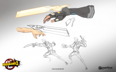 Concept art of Zane The Operative Gear from the video game Borderlands 3 by Max Davenport
