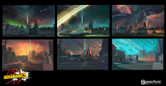 Concept art of Promethea Sky Color Studies from the video game Borderlands 3 by Adam Ybarra