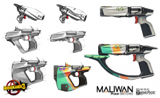 Concept art of Maliwan Weapons from the video game Borderlands 3 by Kevin Duc