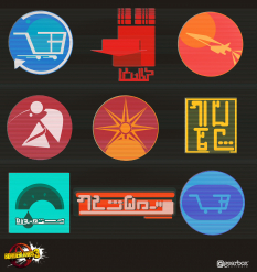 Concept art of Meridian City Logos from the video game Borderlands 3 by Luke H
