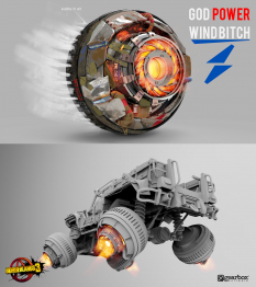 Concept art of Hover Wheel from the video game Borderlands 3 by Tyler Ryan