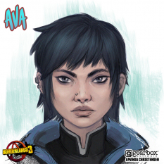 Concept art of Ava from the video game Borderlands 3 by Amanda Christensen