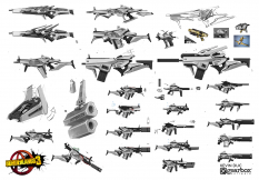 Concept art of Hyperion Weapons from the video game Borderlands 3 by Kevin Duc