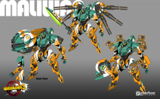 Concept art of Maliwan Mech from the video game Borderlands 3 by Robert Chew