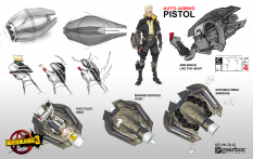 Concept art of Atlas Weapons from the video game Borderlands 3 by Kevin Duc