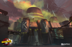 Concept art of Promethea Power Plant from the video game Borderlands 3 by Adam Ybarra