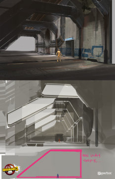 Concept art of Eden 6 Prison Interior from the video game Borderlands 3 by Adam Ybarra