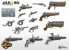 Concept art of Jakobs Weapons from the video game Borderlands 3 by Kevin Duc