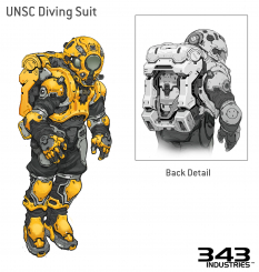 Concept art of Unsc Diving Suit from the video game Halo 5 Guardians by Kory Lynn Hubbell