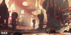 Concept art of City from the video game Halo 5 Guardians