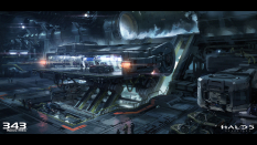 Concept art of Tram Station from the video game Halo 5 Guardians by John Liberto