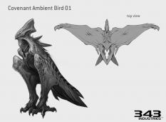 Concept art of Covenant Ambient Bird from the video game Halo 5 Guardians by Kory Lynn Hubbell