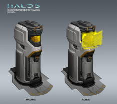 Concept art of Unsc Warzone Weapon Terminals from the video game Halo 5 Guardians by Albert Ng