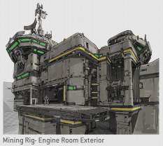 Concept art of Mining Rig Engine Room from the video game Halo 5 Guardians by Kory Lynn Hubbell