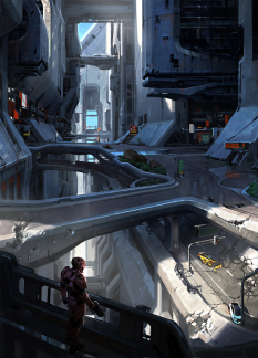 Concept art of Urban Warfare from the video game Halo 5 Guardians by Kory Lynn Hubbell
