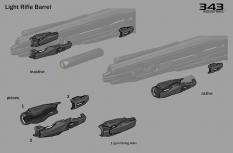Concept art of Light Rifle Barrel from the video game Halo 5 Guardians by Kory Lynn Hubbell