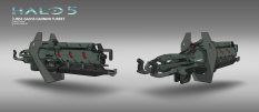 Concept art of Unsc Gauss Cannon Turret from the video game Halo 5 Guardians by Albert Ng