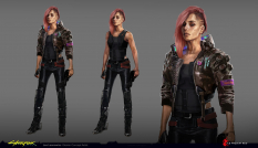 Concept art of V Female Character from the video game Cyberpunk 2077 by Lea Leonowicz