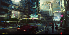 Concept art of Charter Hill from the video game Cyberpunk 2077 by Alexander Dudar