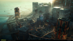 Concept art of Heywood from the video game Cyberpunk 2077 by Ward Lindhout