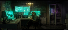 Concept art of Judy's Apartment from the video game Cyberpunk 2077 by Marthe Jonkers
