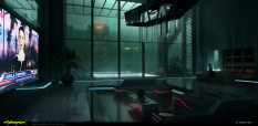 Concept art of Luxury Penthouse from the video game Cyberpunk 2077 by Ward Lindhout