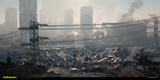 Concept art of Santo Domingo Industrial District from the video game Cyberpunk 2077 by Ward Lindhout