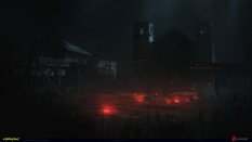 Concept art of Sunken Town from the video game Cyberpunk 2077 by Maciej Rebisz