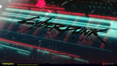 Concept art of Title Screen from the video game Cyberpunk 2077 by Marek Brzezinski