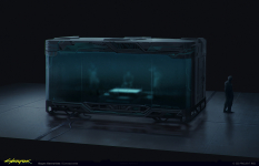 Concept art of Aferlife Soundproof Capsule from the video game Cyberpunk 2077 by Bogna Gawrońska