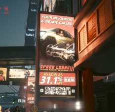 Concept art of Loan Advert from the video game Cyberpunk 2077 by Yee Ling Chung