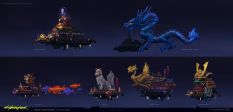 Concept art of Matsuri Parade Float from the video game Cyberpunk 2077 by Bogna Gawrońska