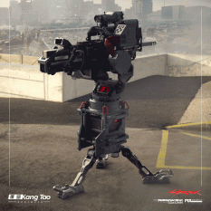 Concept art of Gun Turret from the video game Cyberpunk 2077 by Filippo Ubertino