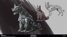 Concept art of Automaton Dog from the video game Immortals Fenyx Rising by Jing Cherng Wong