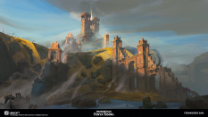 Concept art of Hephaistos Aqua Dock from the video game Immortals Fenyx Rising by Fernanders Sam