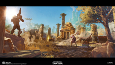 Concept art of Hephaistos Region from the video game Immortals Fenyx Rising by Jing Cherng Wong
